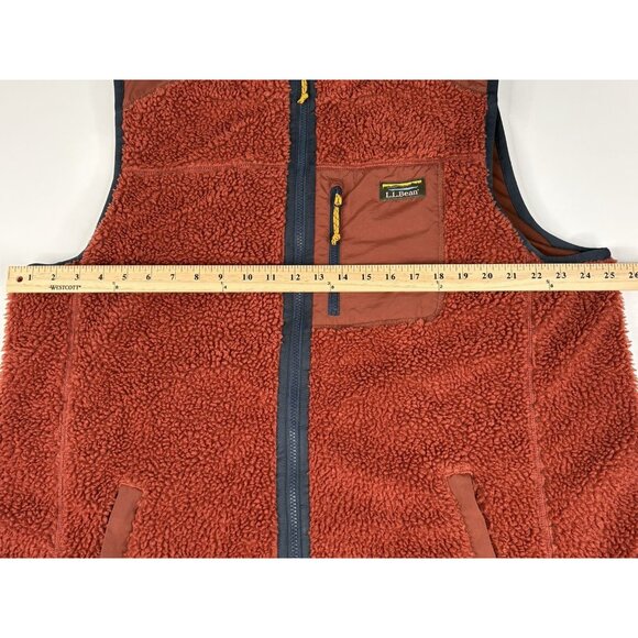 LL Bean Bean’s Sherpa Vest Men's XXL Tall Full Zip Burnt Orange Full Zip - Picture 13 of 16